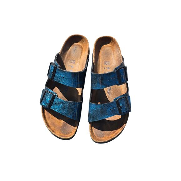 Birkenstock Women's Arizona SF Slide Sandal Iride Strong Blue Size 40 Summer - Picture 2 of 7